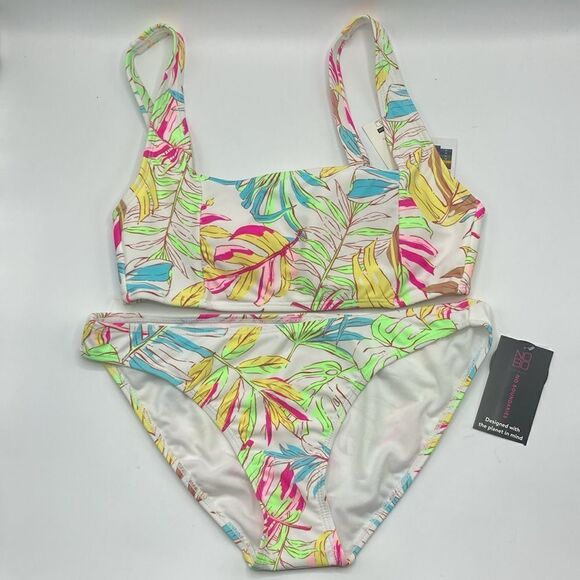 Tropical Print Tricot Bikini Swimsuit Bathing Suit Size M - Picture 1 of 6